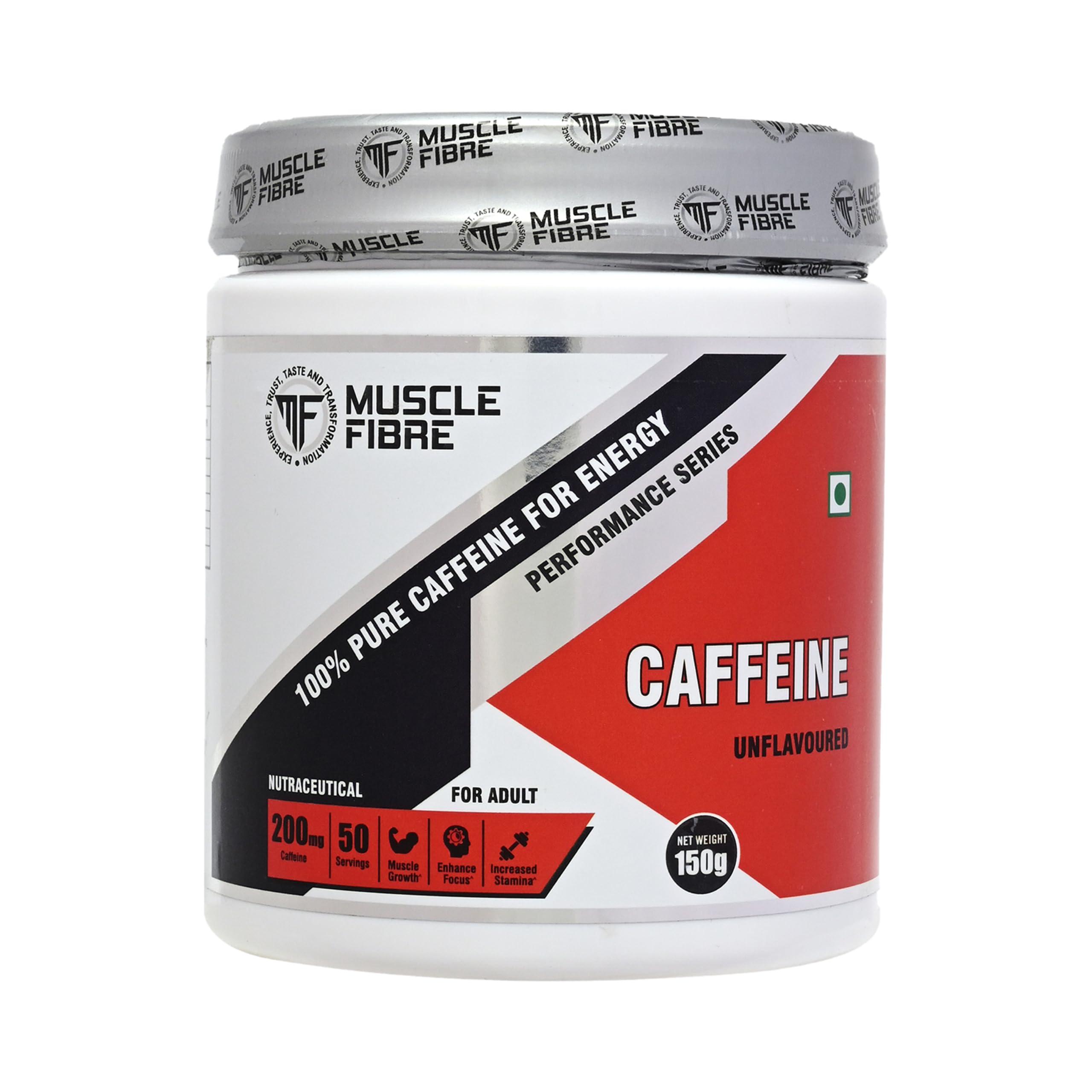 MF MUSCLE FIBRE Muscle Fibre Performance Series Caffeine Powder (Unflavoured, 150 g (Pack of 1))