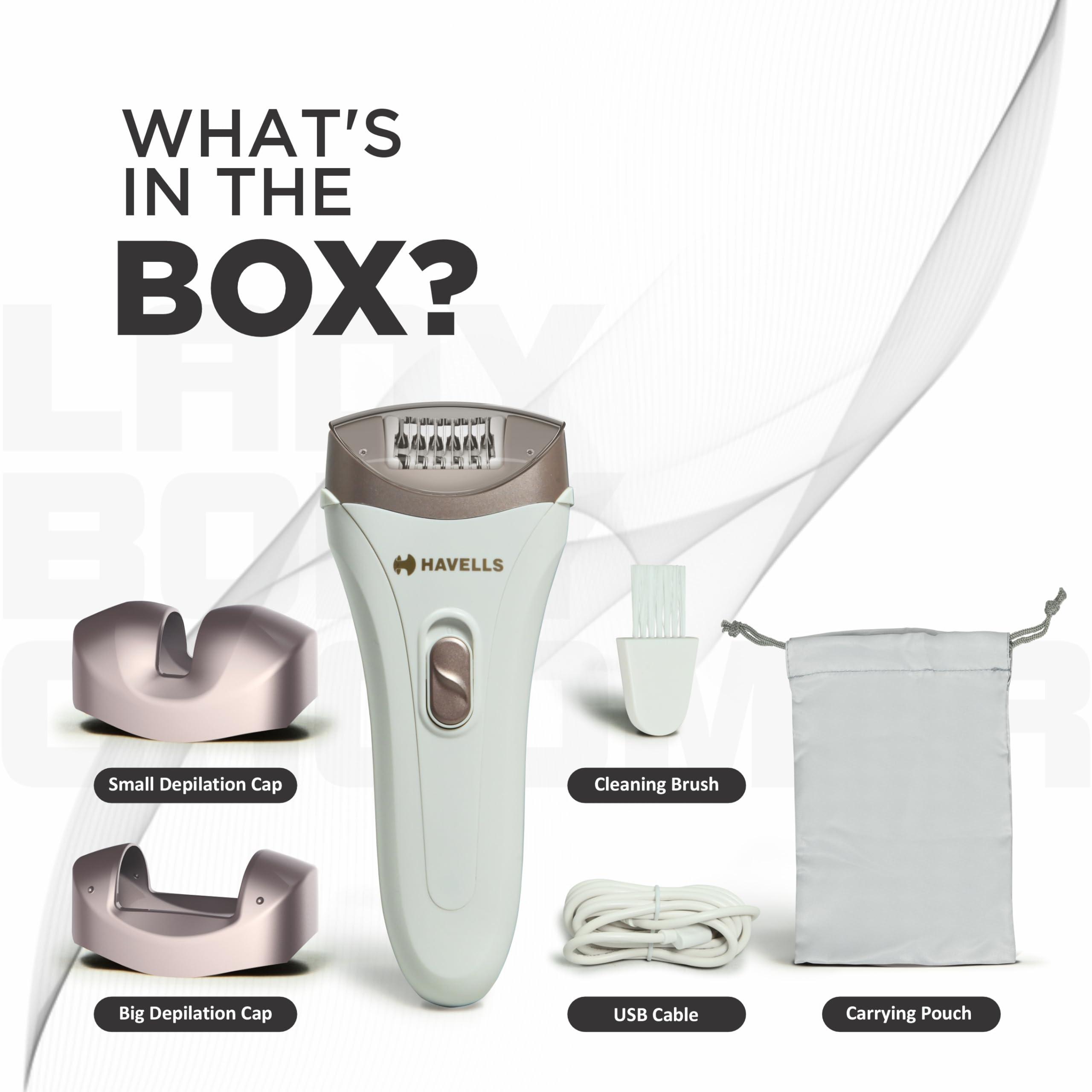 Havells Havells FD5051 Epilator, Hair Removal for Women, Wet & Dry, Cordless, Rechargeable (White)