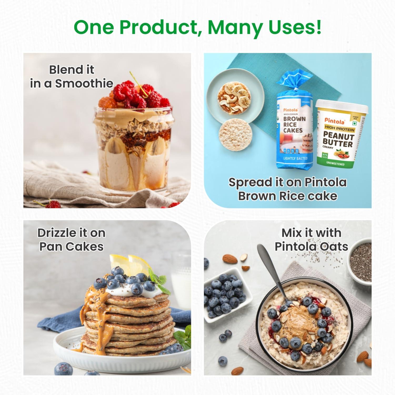 Pintola Pintola High Protein All Natural Peanut Butter | Unsweetened | 37% Protein | Imported Whey Protein and Roasted Peanuts (Creamy, 510g)