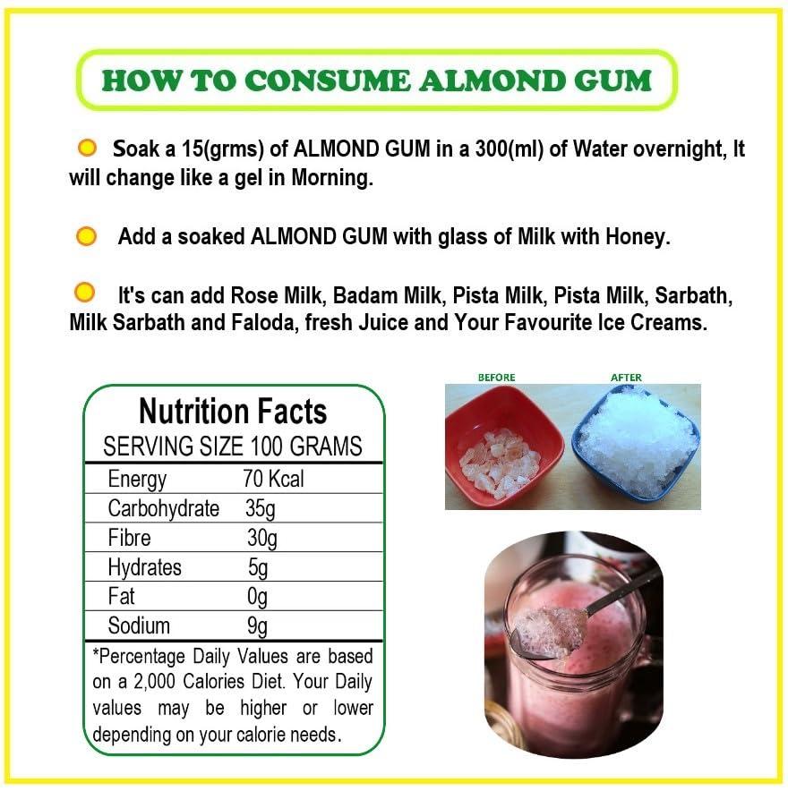 3V PRODUCTS 3V PRODUCTS Almond Gum 1Kg | Badam Pisin | Gond Katira | Badam Gum