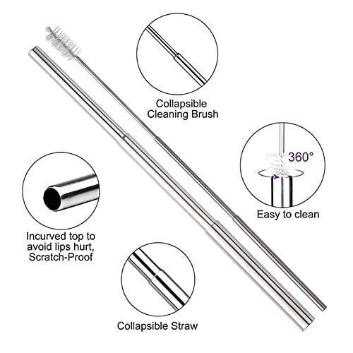 ANAB GI ANAB GI Reusable Metal Straws Collapsible Stainless Steel Drinking Straw Portable Telescopic Straw with Case and Brush