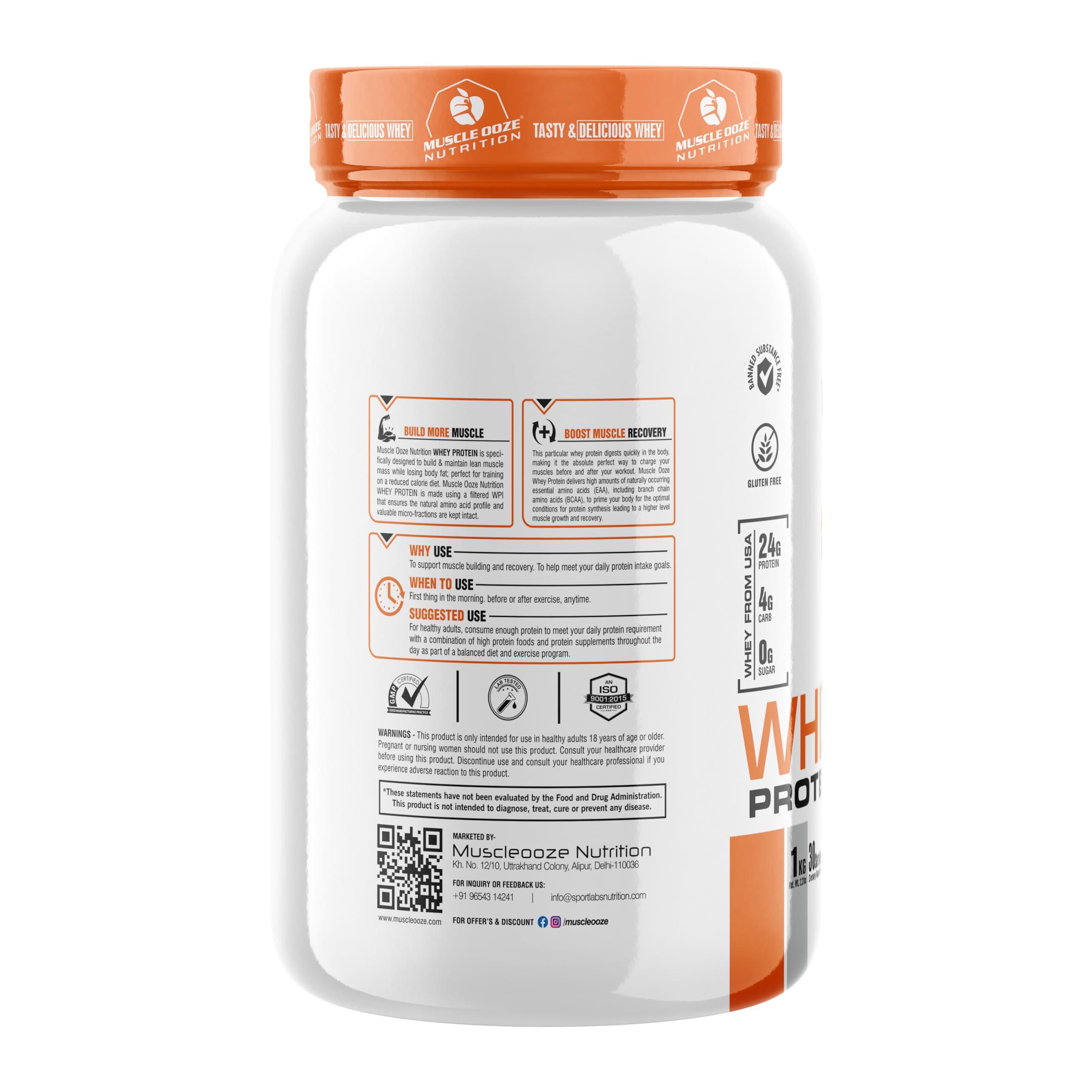 MUSCLE OOZE Muscle Ooze Whey Protein 1Kg Kulfi Flavor with 30 Serving Build More Muscle & Boost Muscle Recovery & Gluten Free