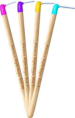 Piksters Bamboo Piksters Interdental Brushes | Sizes 00-5 | Right Angle Handle | 6 Pack (6 Pack, Size 3 Yellow)