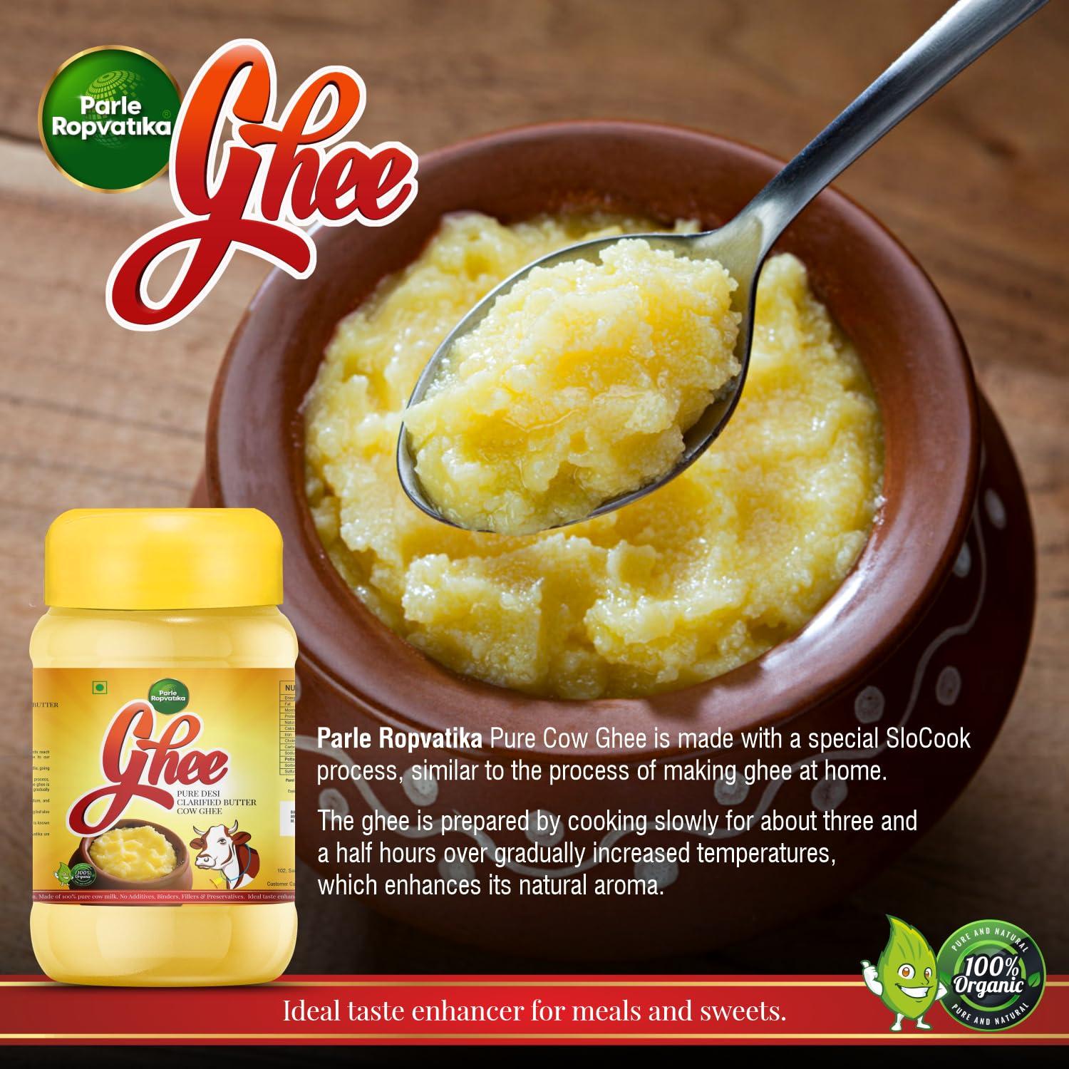 Parle Ropvatika Parle Ropvatika Vatsalya Pure Desi Cow Ghee 1 Liter - Pack 2 (2 Liter) Clarified Butter - Desi Ghee with Rich Aroma (1 Liter x 2) 2 Liter