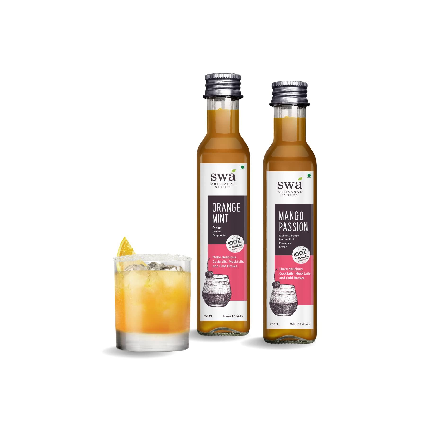 Swa Artisanal Syrups Swa Artisanal Syrups - Tequila Cocktail Mixer Combo, 100% Natural, Makes 24-30 Drinks - Pack of 2 Syrups (250ml x 2)
