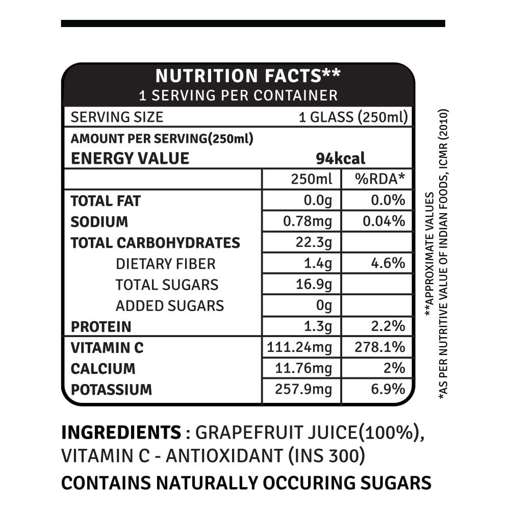 Raw Pressery Raw Pressery Grapefruit Juice (6 x 250ml) High Vitamin C & Dietary Fiber, Natural Energizer & Immunity Booster, Healthy Juice, No Added Sugar