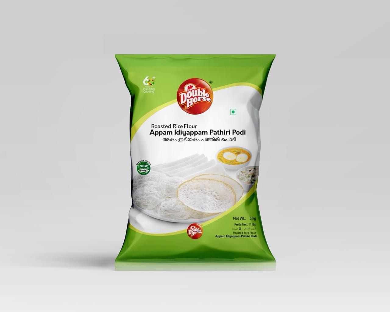 Double Horse Double Horse Traditional Appam/Idiyappam/Pathiri Rice Flour 5kg | Roasted Rice Flour| Sortex Rice Powder|Aripodi| Pathil Powder
