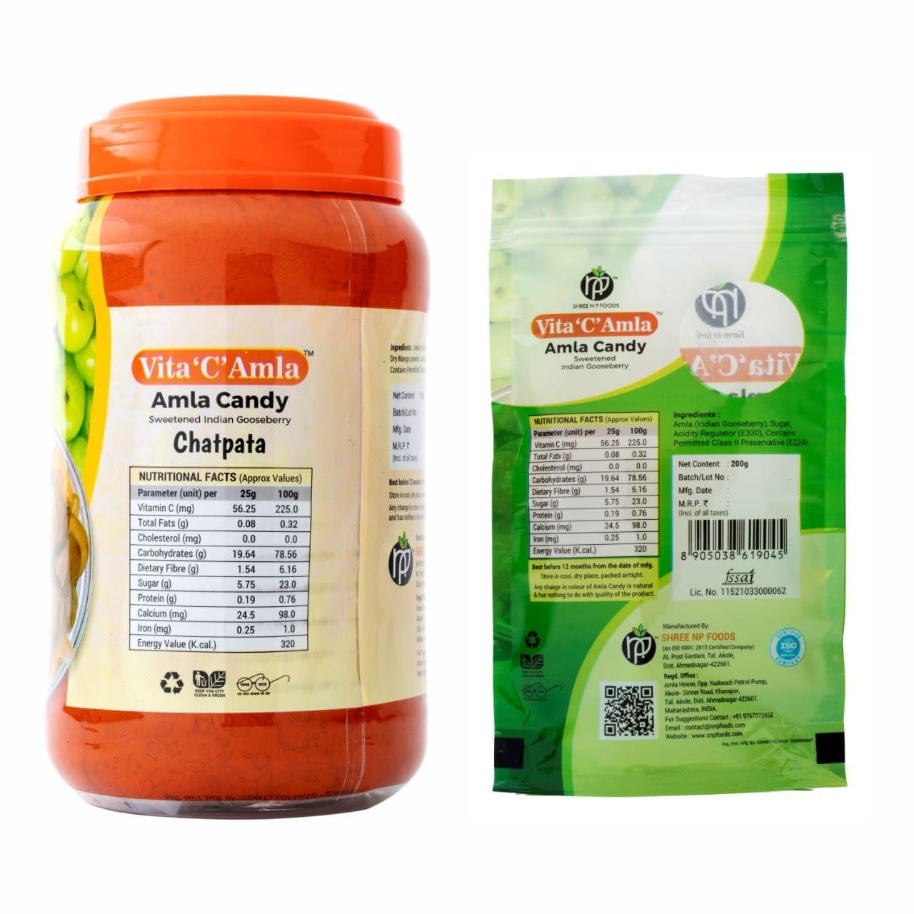 np Vita C Amla Combo: Tangy Chatpata Amla Candy 1kg + Flavourful Sweet Amla Candy 200 gm | Dry Amla Candy | Masala Candy | Shree NP Foods