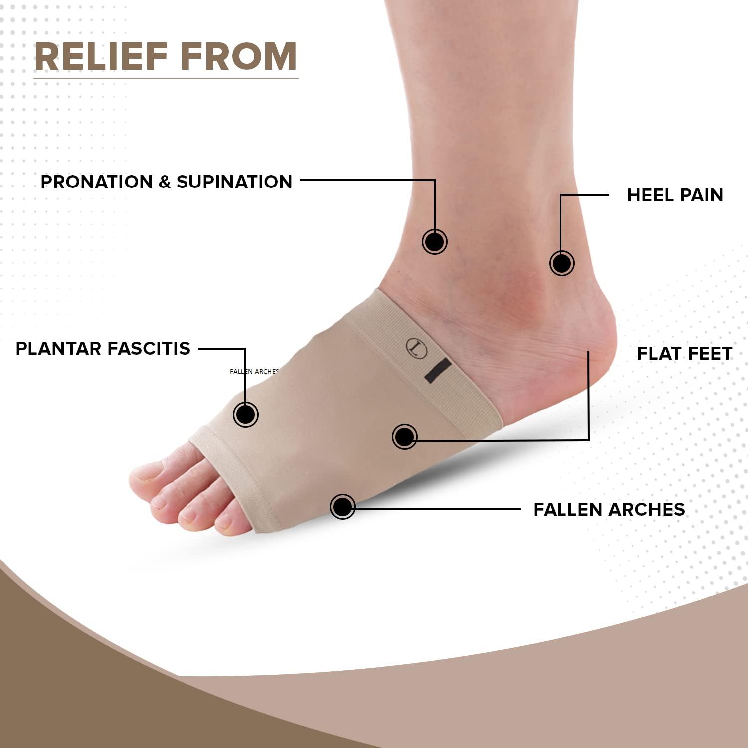 Dr Foot Dr Foot Arch Support Sleeve Cushion | For Plantar Fasciitis, Foot Pain, Muscle Relaxation, Fallen Arches | For Men & Women | Free Size With Beige Color -1 Pair (Pack of 3)