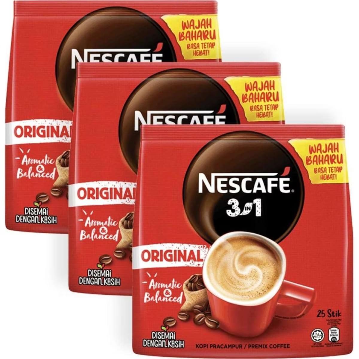 Nescafe Nescafe Original 3in1 Aromatic Coffee Mix a Delicious Blend of Coffee, Creamer and Sugar in a Single-Serve Sachet 18g X 25 Sticks Medium Roast