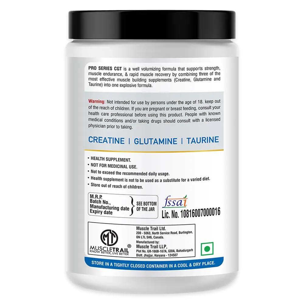 MuscleTrail Muscle Trail Pro Series CGT | Health Supplement Powder | 300g, 30 servings (Orange) | 3g Creatine, 4g Glutamine, 2g Taurine |