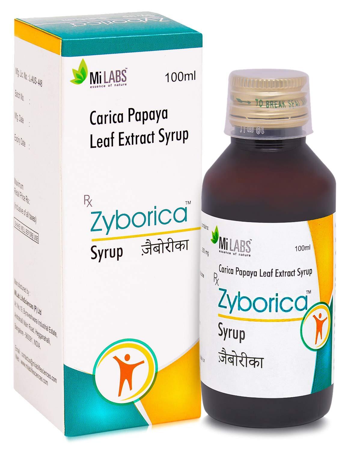 Mi LABS Mi Labs zyborica Papaya Leaf Extract Syrup 100ml - Pack of 2