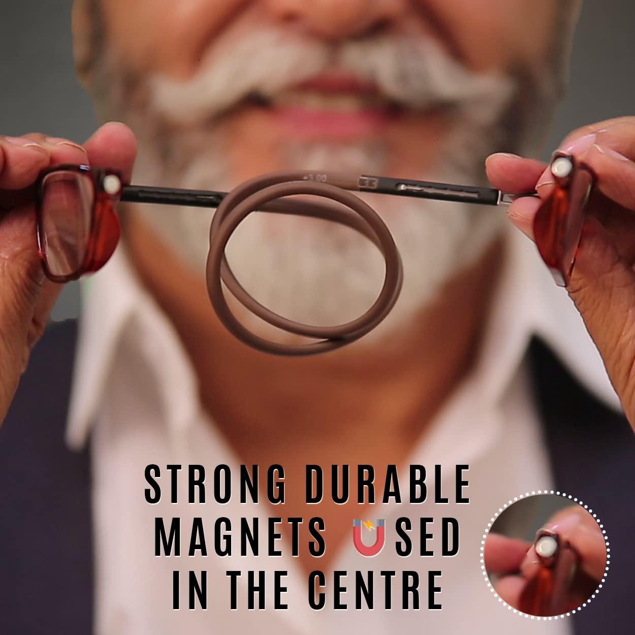 IRYZ IRYZ Unisex Reading Glasses | Magnetic open from front | Adjustable Retainer length | Near vision power +1 +1.25 +1.50 +1.75 +2 +2.25 +2.50 +2.75 +3| Foldable| Free size | For men & women