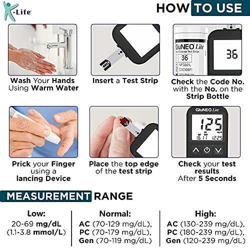 K-Life K-Life Gluneo lite Fully Automatic Blood Glucose Sugar Testing Machine with 25 Strips (black)