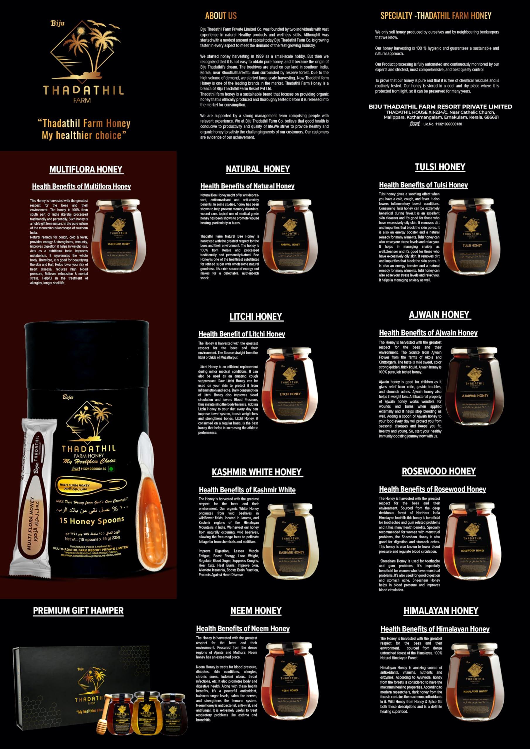 THADATHIL FARM RESORT THADATHIL FARM RESORT Ajwain Honey - Pure Natural Organic and Healthy Honey (Pack of 1 Kg)