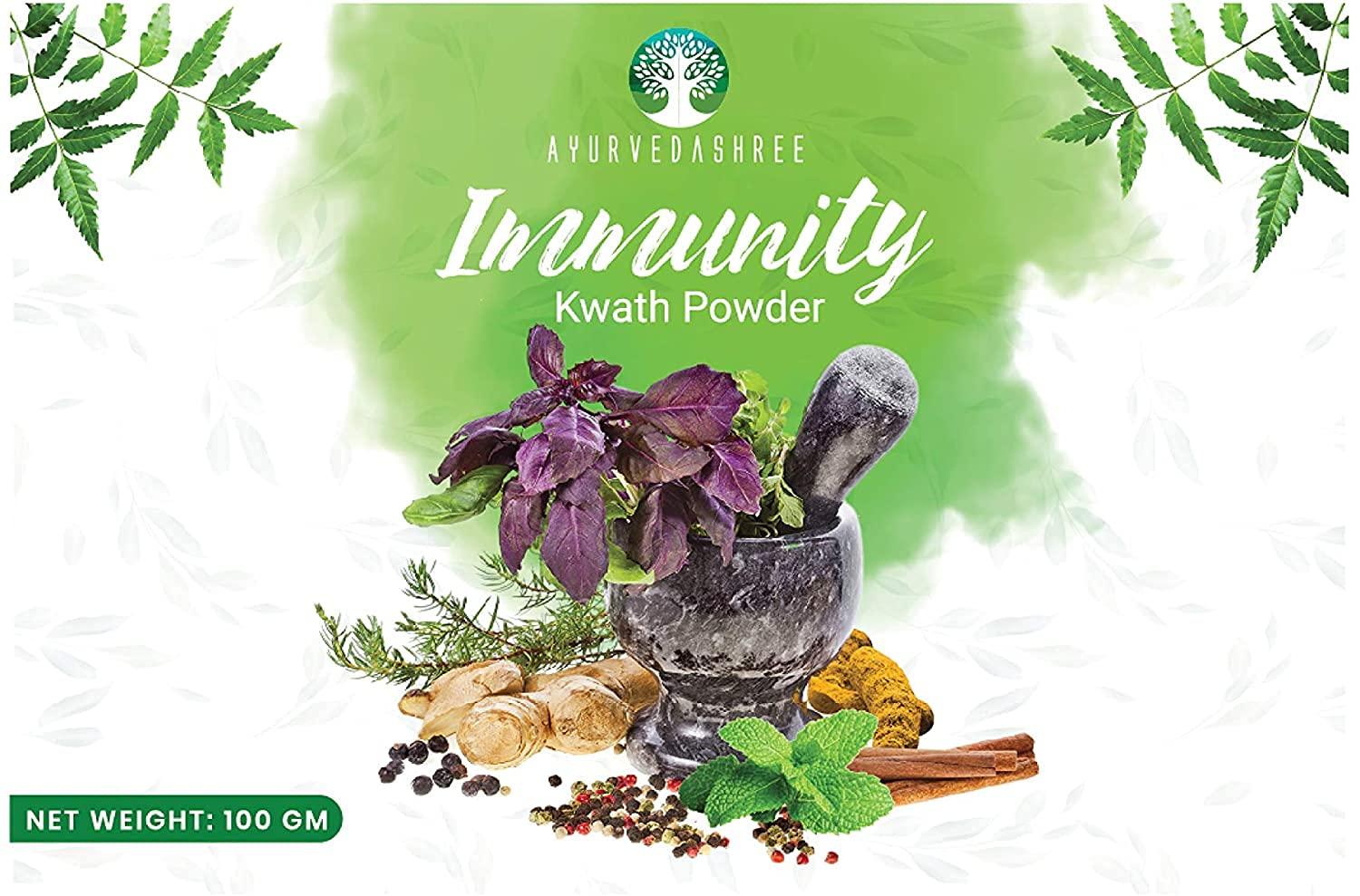 AYURVEDASHREE AYURVEDASHREE Ayush Kwath 100 Gm | Herbal Kaadha | Natural Kaadha | Giloy | Mulethi | Neem | Tulsi | Ashwagandha | Ginger | Mint Leaf | Haldi | Kali Mirch | Ardusa | Jeera | Saunf | Triphala | Trikatu