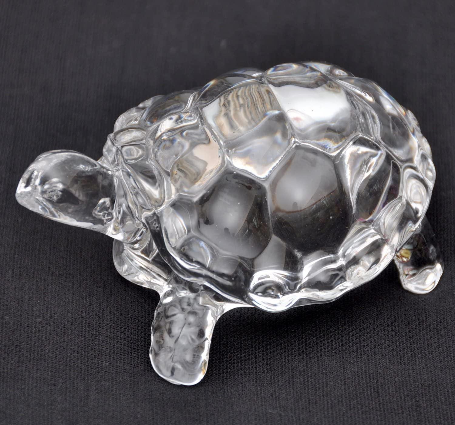 IndianStore4All IS4A Fengshui Vastu Original Clear Crystal Turtle for Peace & Prosperity (3 Inch Small)