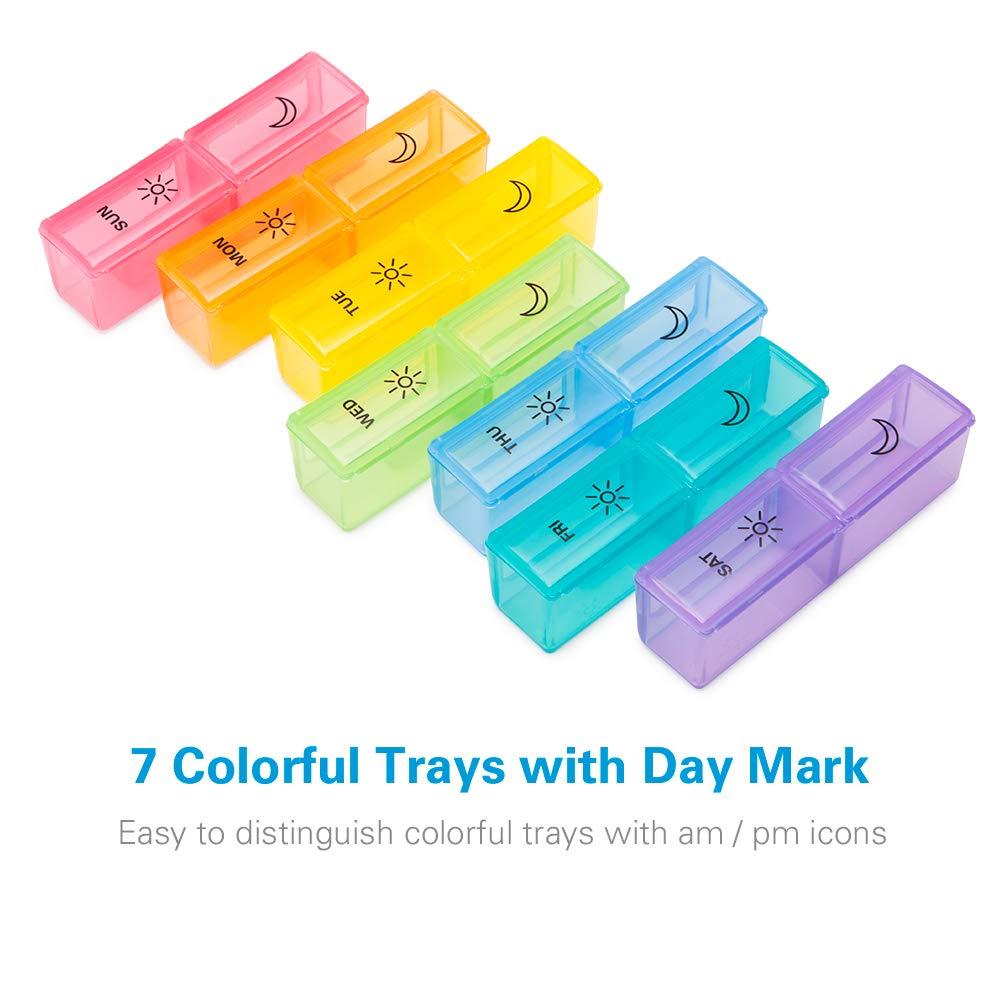 BUG HULL BUG HULL Pill Organizer 2 Times a Day, Large Weekly Pill Box AM PM, 7 Day Pill Case, Day and Night Vitamin Containers for Vitamins, Pill Holder for Supplements