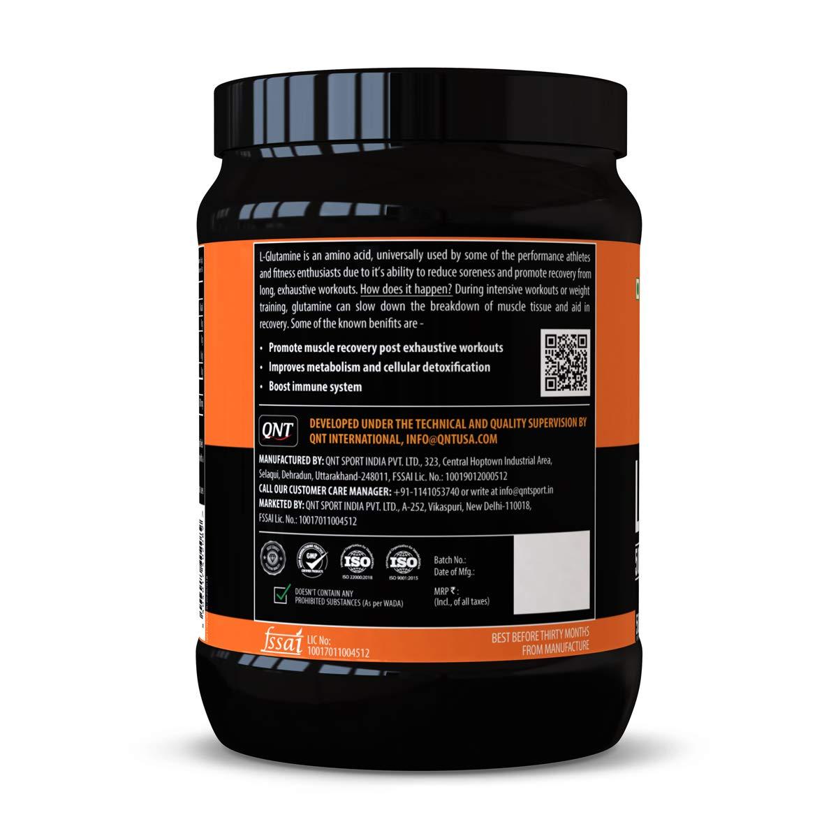 QNT QNT L-Glutamine 5000| Promote Muscle Recovery & Boost Immunity| 250g | 50 Servings