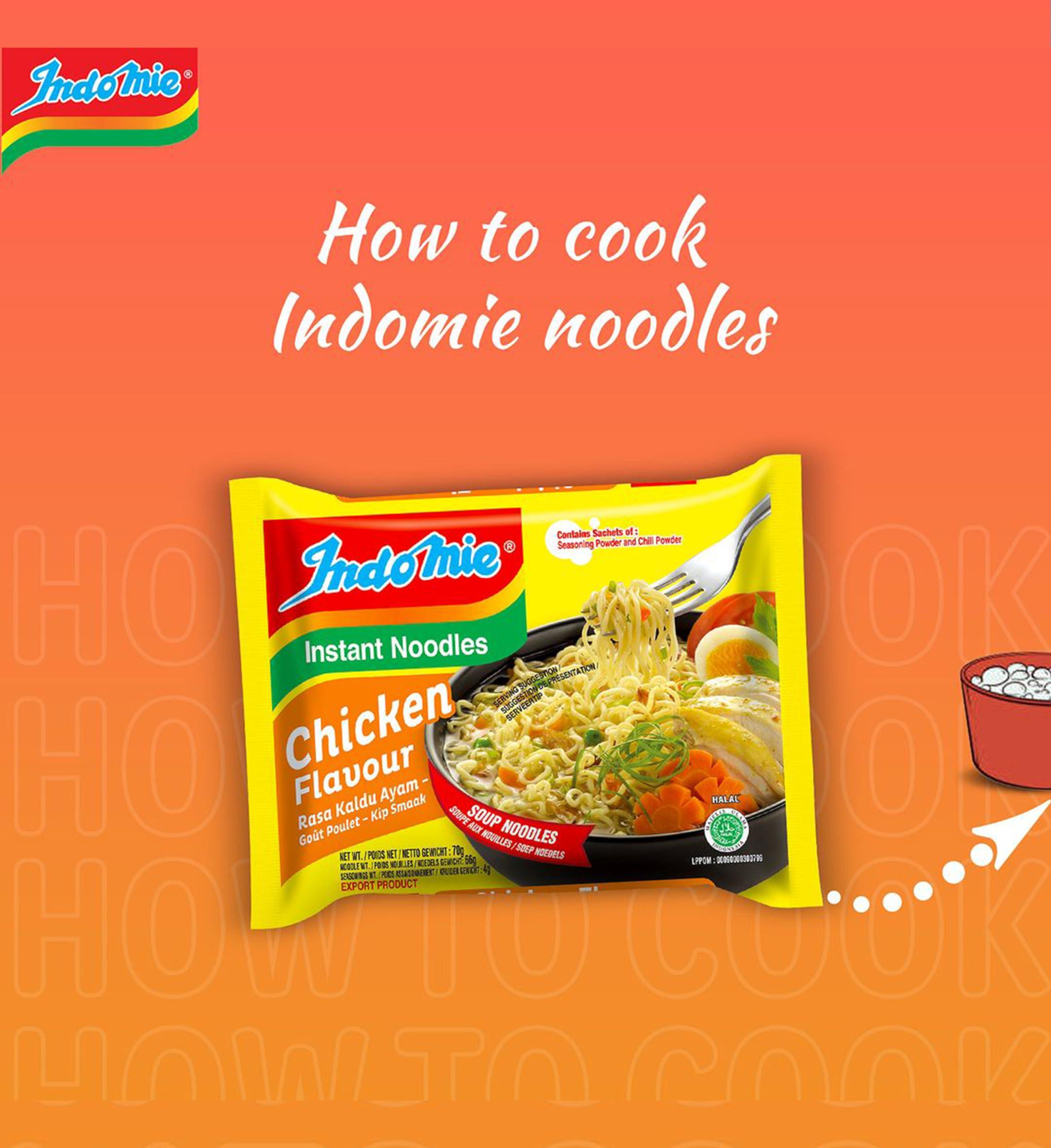 Indomie Indomie Instant Noodles Chicken flavour soup Noodles Bundle(Pack of 40)(70 grams Each, Non Vegetarian)