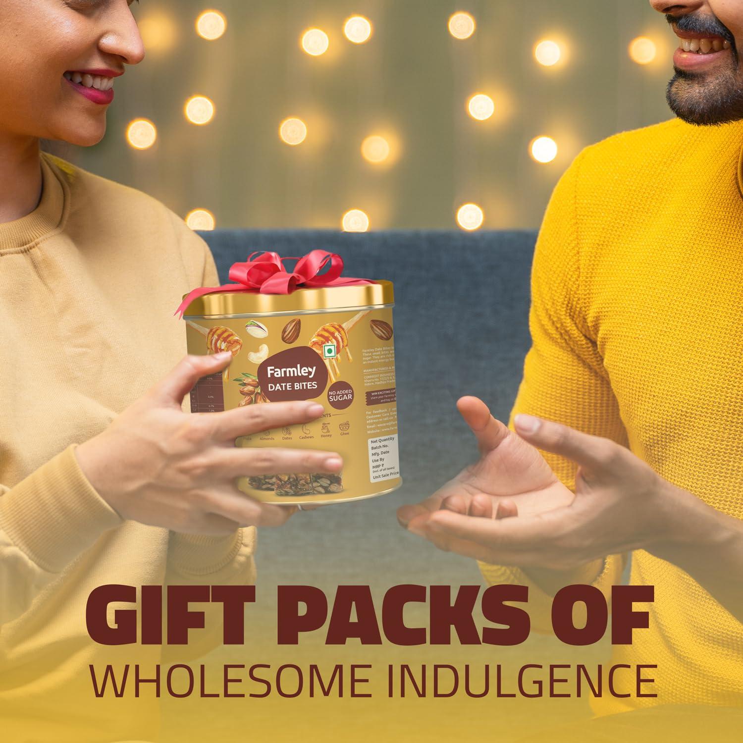 Farmley Farmley Date Bites I 360 gram I Dates Barfi Made with Dates, Pista, Cashews, Almonds, Honey and Pure Ghee I Dry Fruits Nuts, Healthy Delicious Indian Sweets, No Added Sugar, (180 g, Pack of 2)