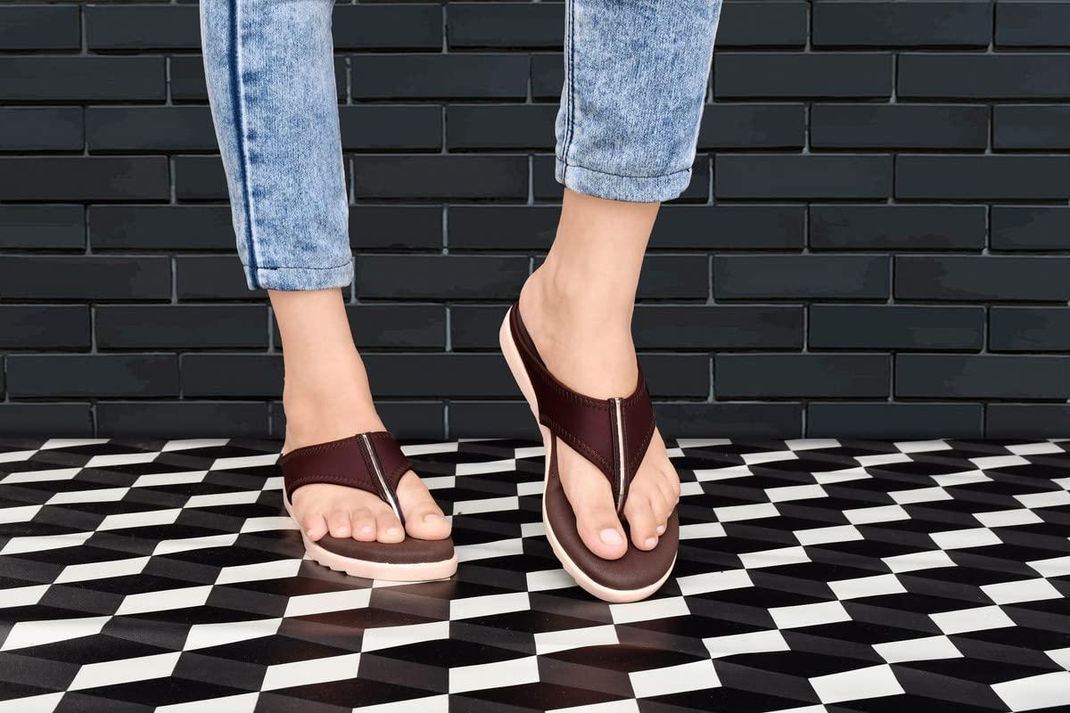 HEALTH FIT HEALTH FIT Women's Ortho and Diabetic Soft Orthopedic Sandals (Brown, UK-8)