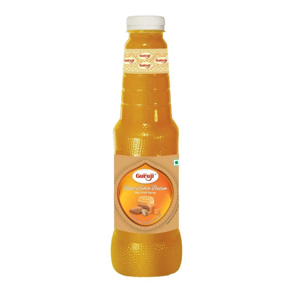 SHREE Guruji Shree Guruji Butter Scotch Badam Milk Beverage Refreshing Drink for Summer Dry Fruit Syrup Sharbat Instant Refreshing Drink (1 Litre)