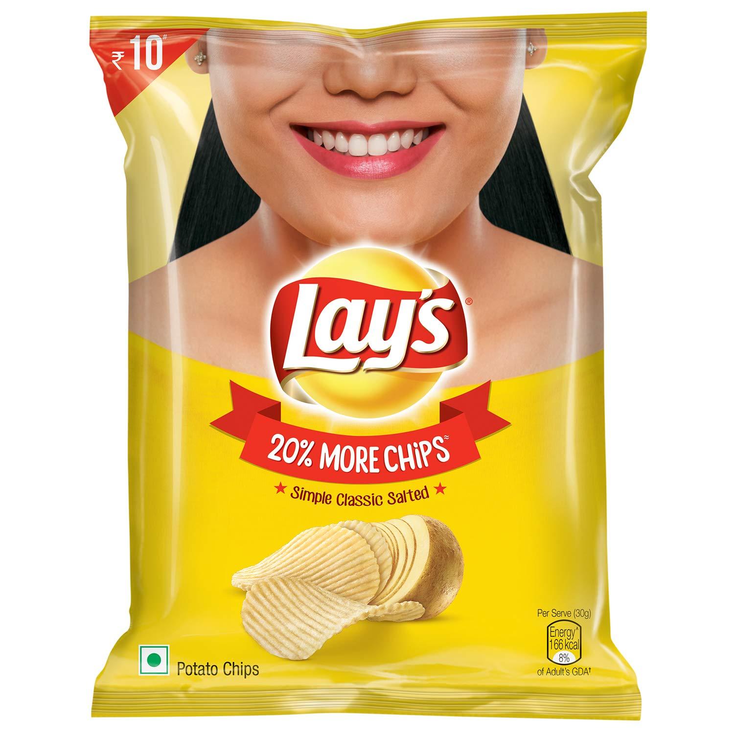 Lay's Lay\'s Potato Chips, Classic Salted, 30G Each (Pack of 10), 300 Gm