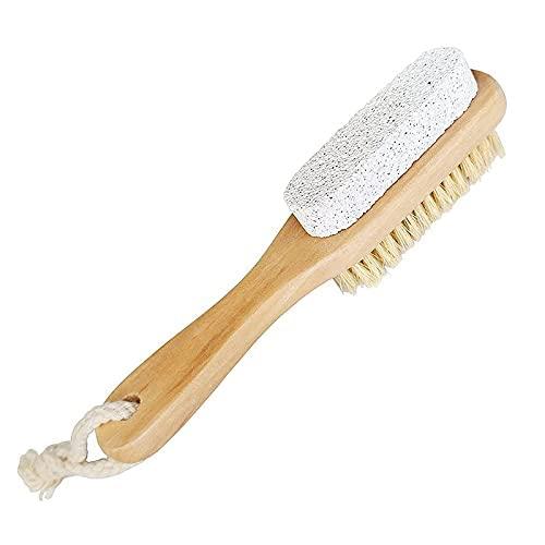 Amzgear Amzgear Natural Pumice Stone Combo foot Brush, Body Exfoliating Double Side Soft Bristle Wood Brush, Suitable for Pedicure Brush Kit Tool for Cleanse, Scrub & File Dead Skin Callus Remover (Pack of 1)