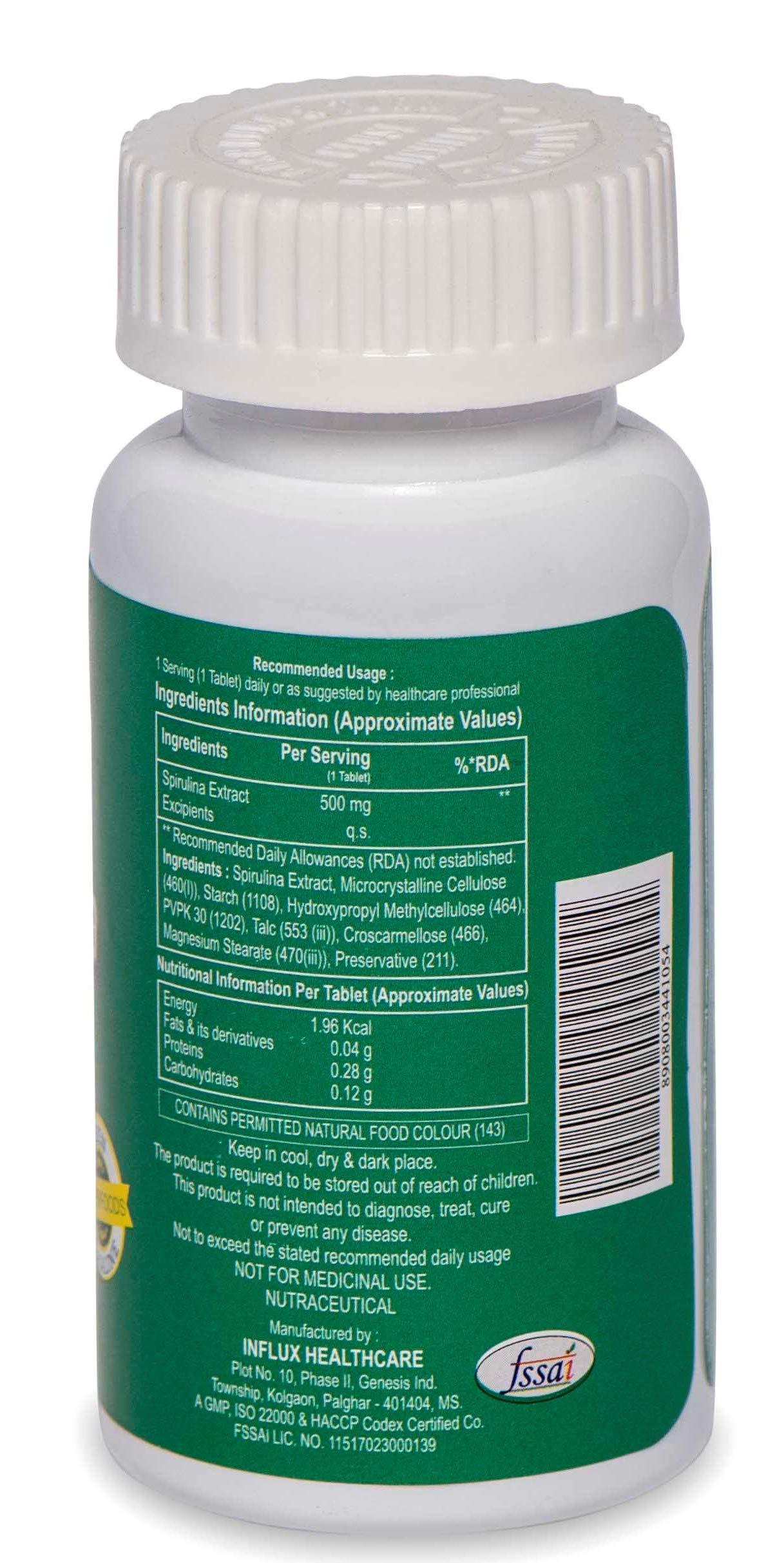 Health Aid HealthAid Spirulina 500mg - 60 Veg. Tablets |Nutritional Supplement for Men and Women | Rich in Proteins, Vitamins, Antioxidants | Supports Immune System, Energy, Detox | Promotes Overall Well-being