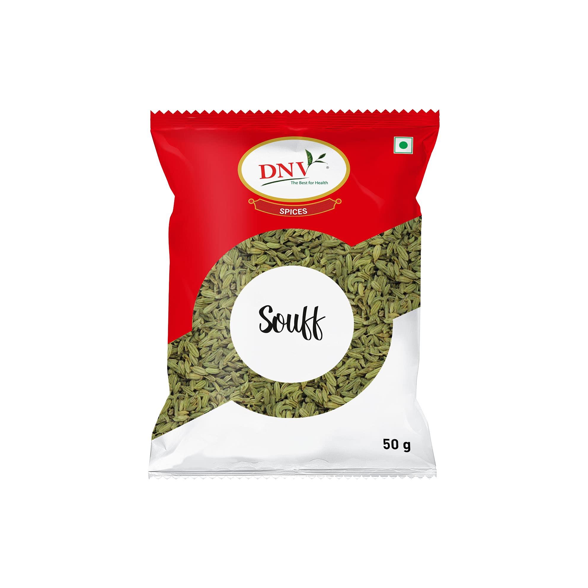 DNV DNV Natural Fennel Seeds / Saunf Anise Seeds 50gm, Pack of 2 - 200gm (50g x 4)