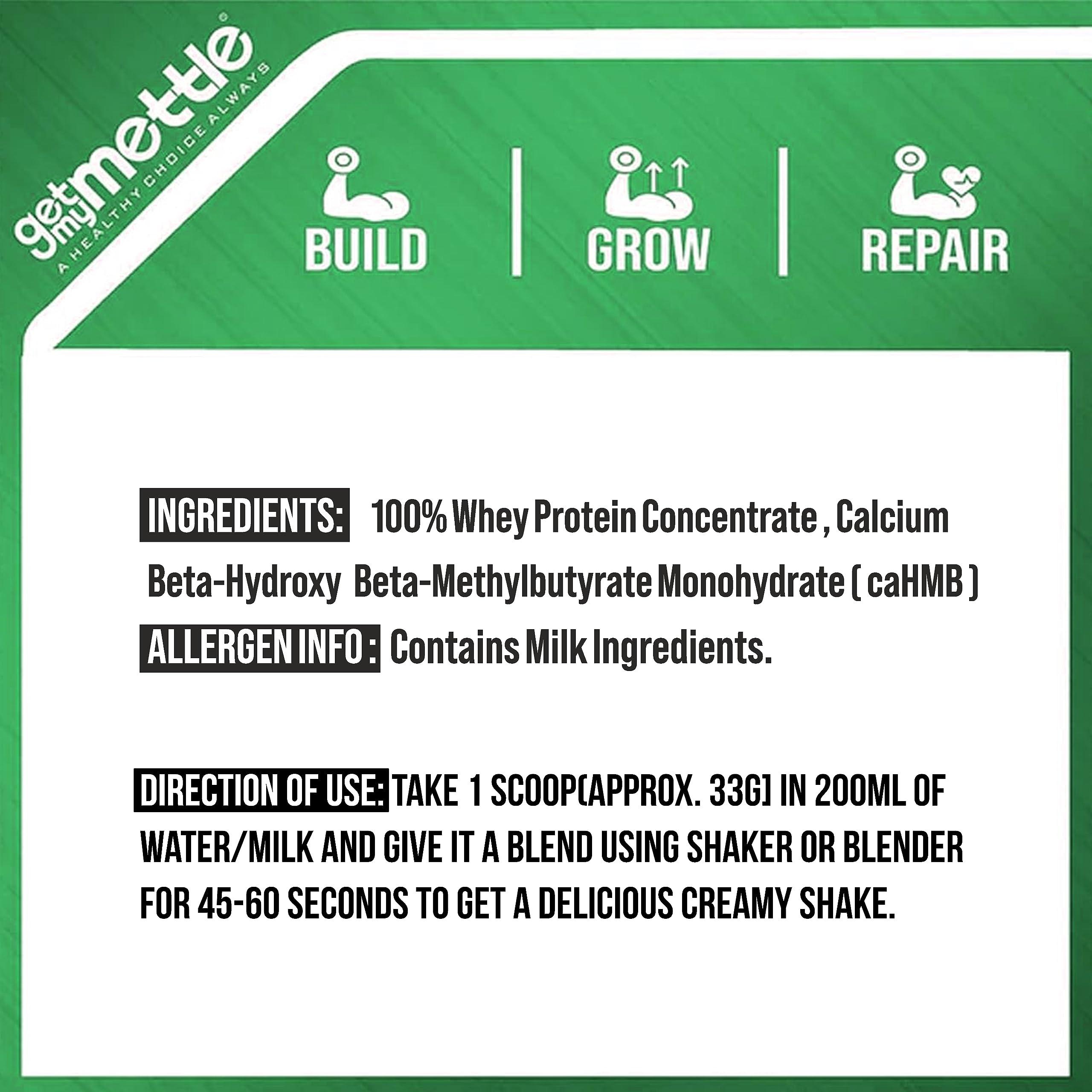 swasthum swasthum Mettle Raw Whey 80% Whey Protein With Hmb,26.4G Protein,5.75G Bcaa-1Kg