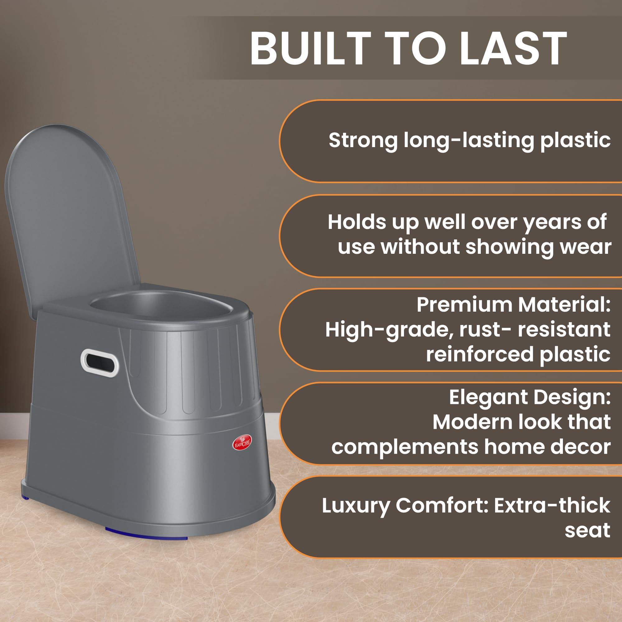 EASYCARE EASYCARE Heavy Duty Portable Indian to Western Toilet Converter | Commode Stool for Patients, Adults, Elderly, Kids, Handicap | Portable Toilet Seat | Toilet Chair I Capacity Upto 125 Kgs