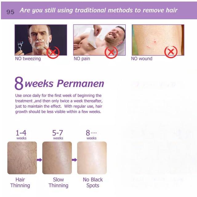 Zero Pathy Painless Permanent Hair Removal gel Painless Hair Growth Removal and Gently Dark Spot Remover Cream 90 DAYS permanently