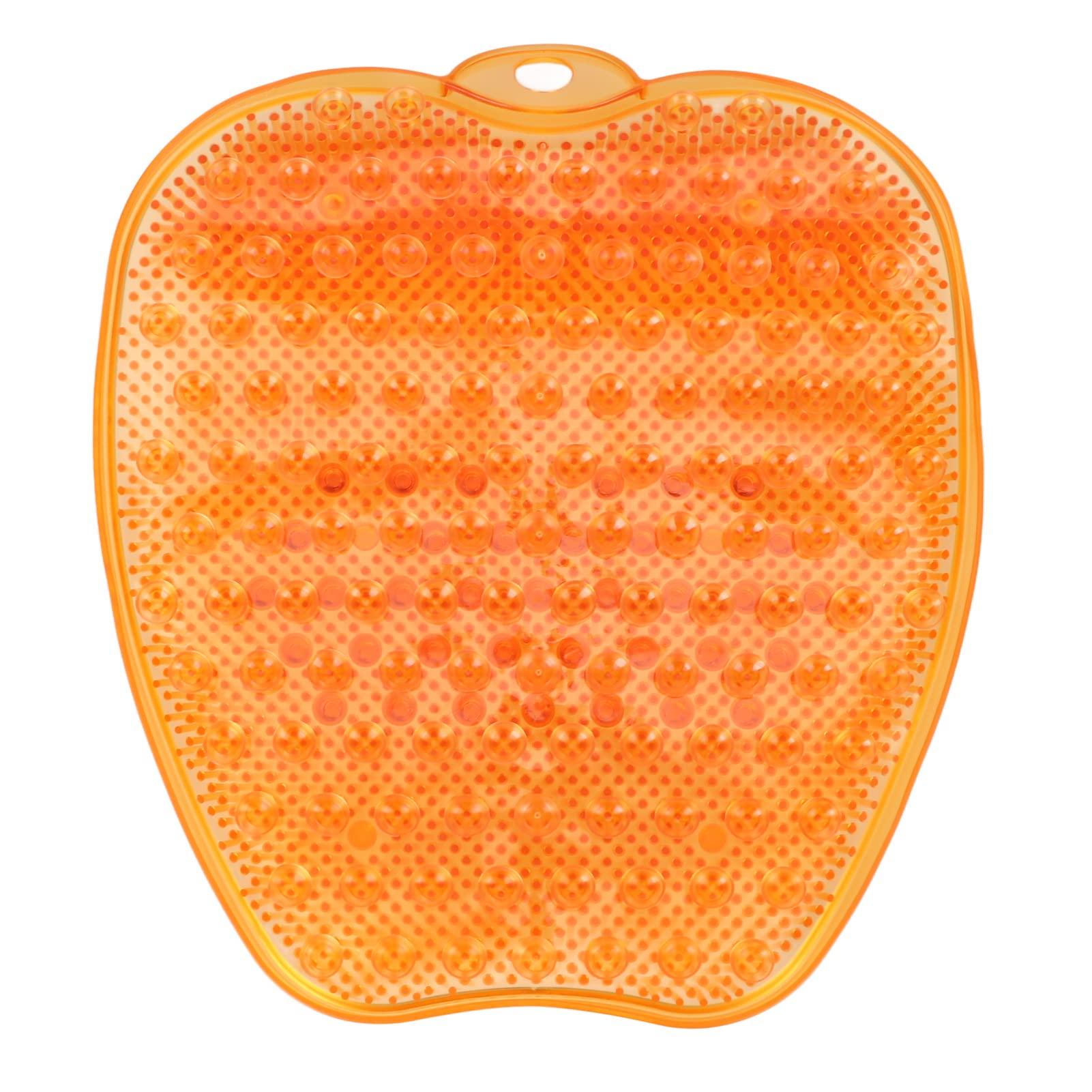 LEYT Shower Foot Scrubber Mat, Relieve Stress Comfortable Soft Silicone Shower Foot Massager Scrubber for Home (Orange)