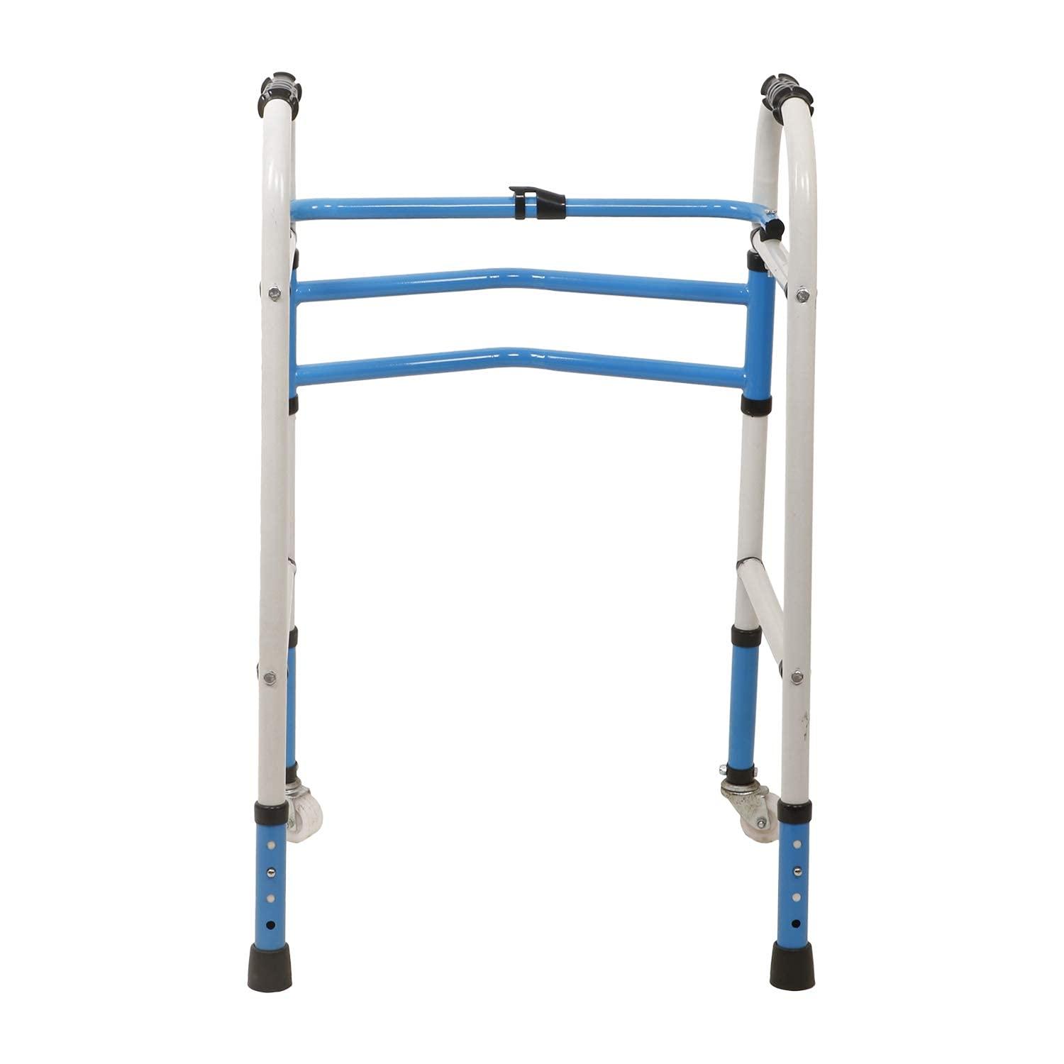 Generic Relies OLD AGE PEOPLE FRONT WHEEL WALKER Portable Light Weight Height Adjustable Foldable Walker for Men Women Adults Patients