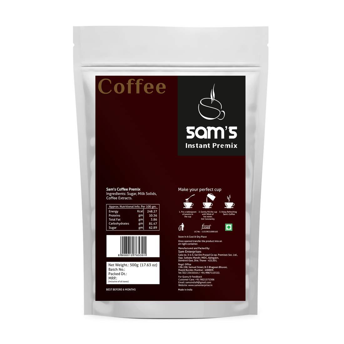 SAM'S Sam\'s Instant Coffee Premix 500gm | Experience Intense Coffee Taste | Instant Premix | Premix Readymade Mix Pouch
