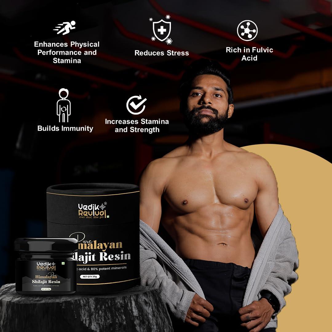 VEDIK REVIVAL Vedik Revival Pure Himalayan Shilajit Resin - Natural Rems for Endurance & Stamina - Organic Benefits with pure shilajit 20 gm