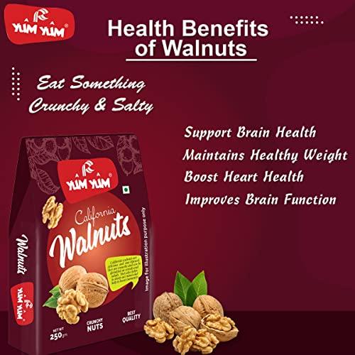 Yum Yum YUM YUM Premium Dry Fruits Combo Pack of 4 | California Roasted Almonds 250g, Roasted Cashew 250g,Roasted Salted Pistachios 250g, Walnut Kernels 250g| Total 1kg | Healthy Dry Fruits Snacks | kaju, Badam, Pista, Akhrot Giri Combo