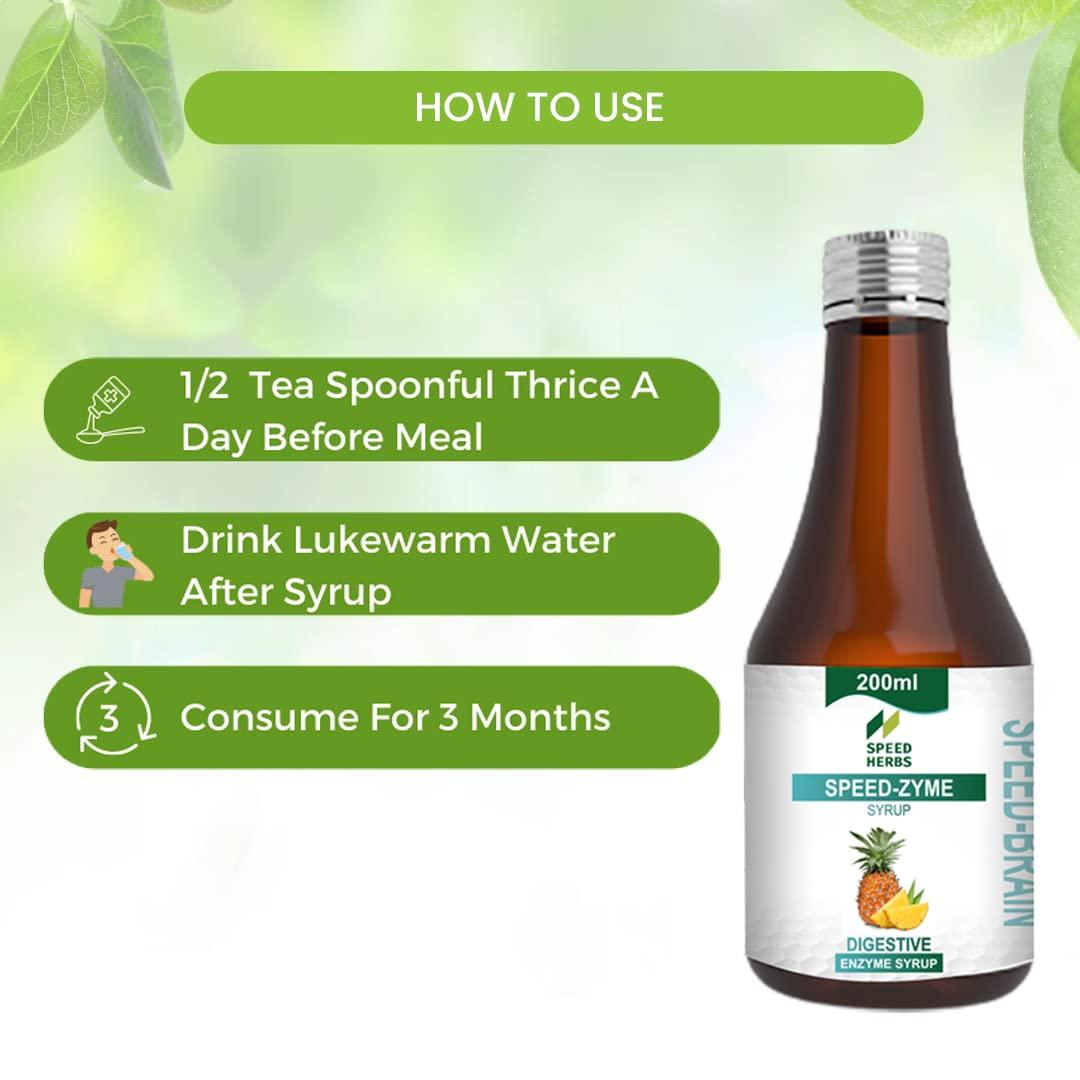 Speed Herbs Speed Zyme Ayurvedic Digestive Syrup and Ayurvedic Enzyme Syrup that helps in Acidity, Constipation and Gas. Also work as Ayurvedic Immunity Booster.