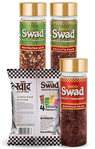 Panjon Swad Panjon Swad Digestive Toffee, Banarasi Paan, Shahi Navratan, Calcutta Paan Masala Mukhwas,50 Candy Pack,4 Units
