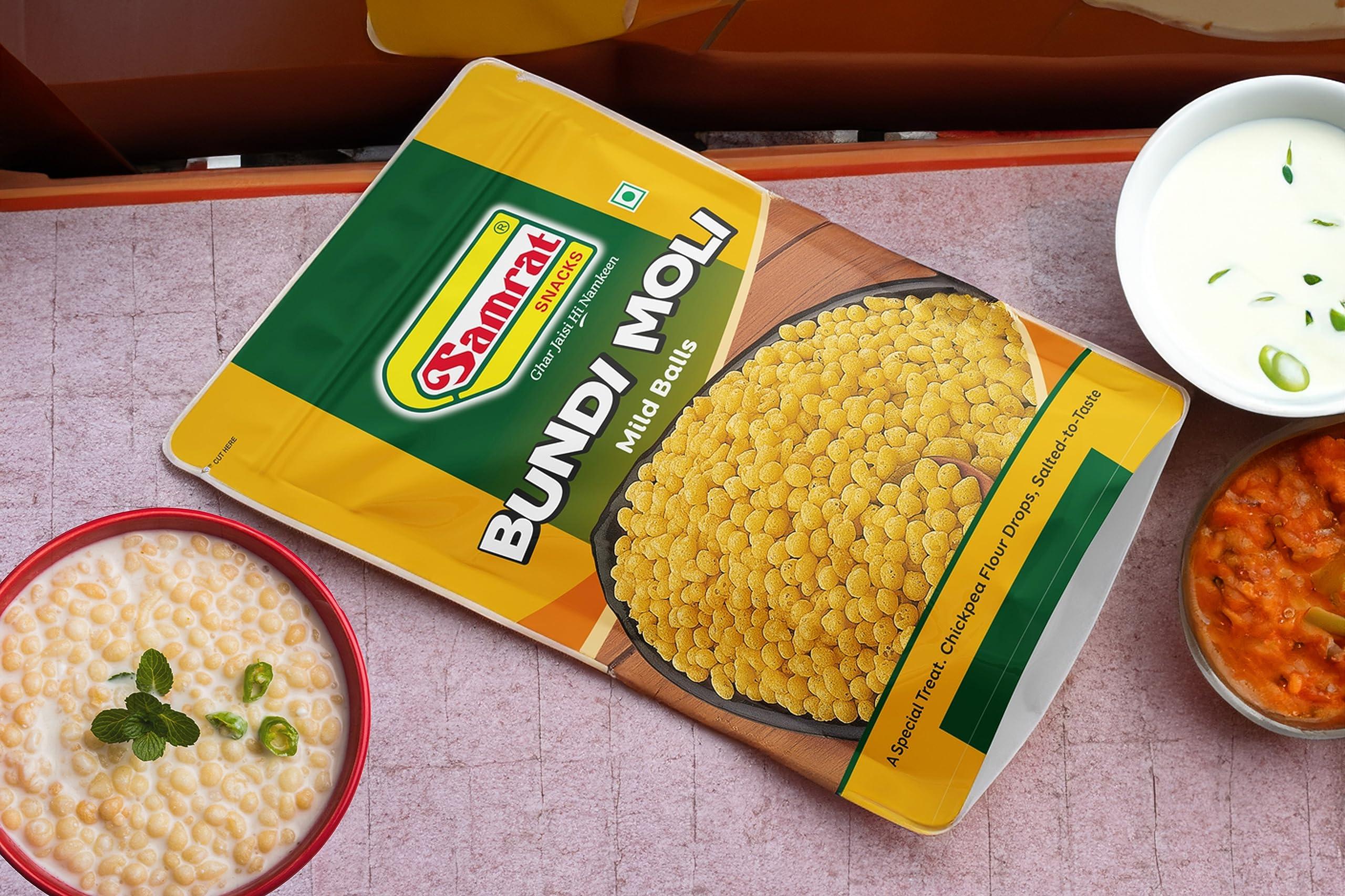 SAMRAT Samrat | Bundi Moli Mild Balls Magic of Crunchy & Crispy Namkeen for Chaat & Raita Snacks | Ghar Jaisi Hi Namkeen | (Pack of 2 (2 x 1.K.g))