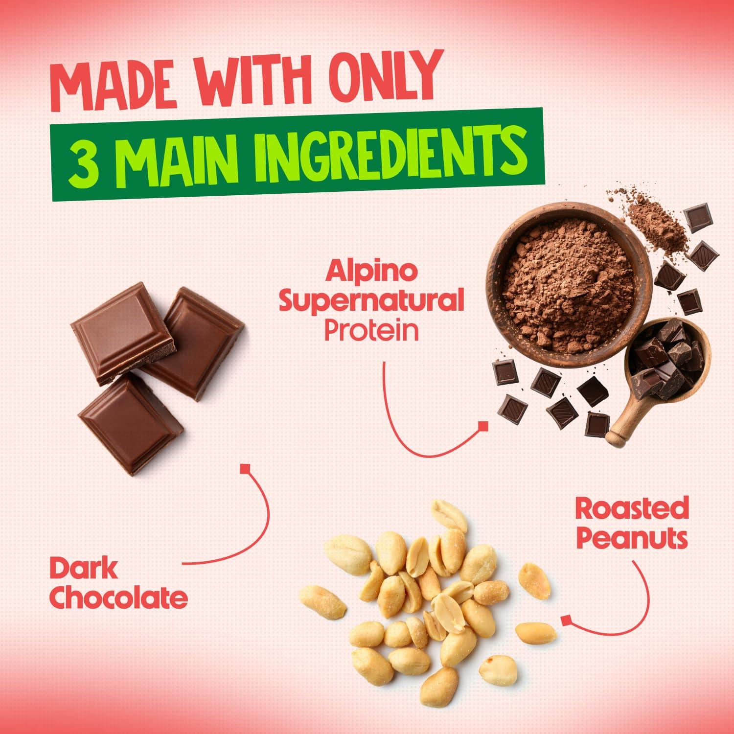 Alpino ALPINO High Protein Dark Chocolate Peanut Butter Crisp 1kg - Roasted Peanuts, Dark Chocolate, Whey Protein & Pea Protein 30g Protein, non-GMO, Gluten Free - High Protein Peanut Butter Crispy