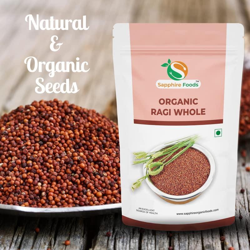 SAPPHIRE FOODS SAPPHIRE FOODS Edible Ragi Seeds Grain Whole (Finger Millet Sabut Nachni Ragulu Kezhvaragu Mandua) Grown Without Using Chemicals and Pesticides Raagi (1kg)
