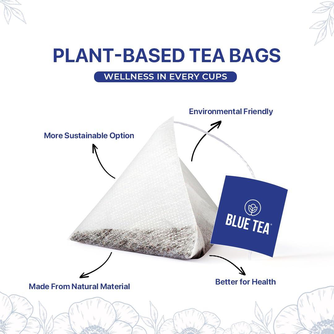 BLUE TEA BLUE TEA - Butterfly Pea Flower Tea - 100 Tea Bags (Plant Based) | Rakhi Gift For Sister | ANTI-OXIDANT RICH | Caffeine Free - Flower Based - Herbal Tea - 100% Natural Ingredients - Vegan | Zipper Pack