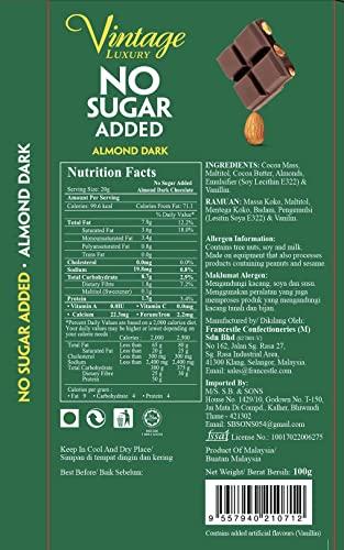 VINTAGE LUXURY Vintage Luxury No Sugar Added Delicious Chocolate Bar 100gm (Almond Dark)