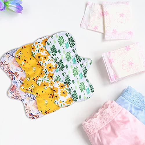Artibetter ARTIBETTER 4Pcs Menstrual Pads Sanitary Pads Washable Bamboo Menstrual Cloth Pads Incontinence Pads with Bag for Women Girls (Random Color)