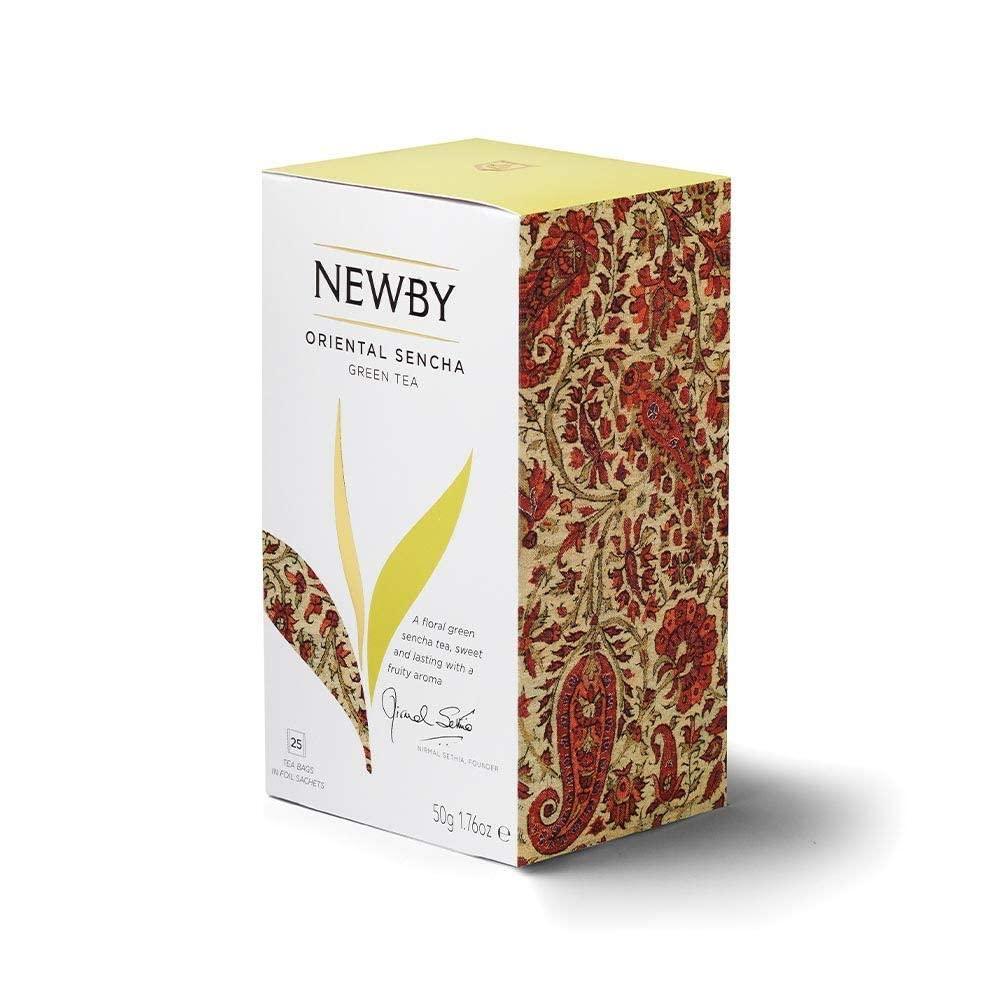 Newby Newby Oriental Sencha Green Tea | 25 Herbal Tea Bags With Carrot, Chamomile Flowers, Marigold Flowers, Natural Mango & Papaya Flavour | 50 gm