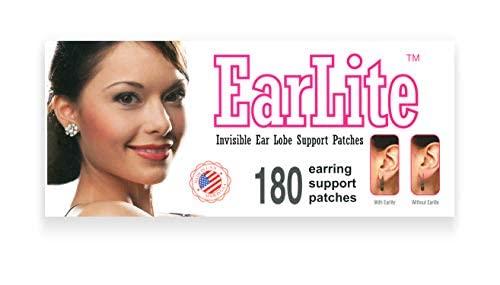 EarLite EarLite 180 (60 Ea X 3 Packs) Invisible Earring Ear Support Waterproof Patches in ZipLock Pouch - Made in USA