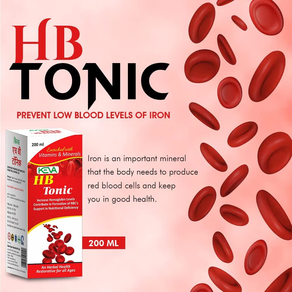 KEVA Keva HB Iron Tonic Syrup - Ayurvedic Iron Tonic Syrup Extract of Amla, Ashwagandha, Shatavari, Arjuna, Purnava, Bhringraj, Brahmi, Tulsi, & Shankhpuspi - Increase Iron for Men & Women 200ml